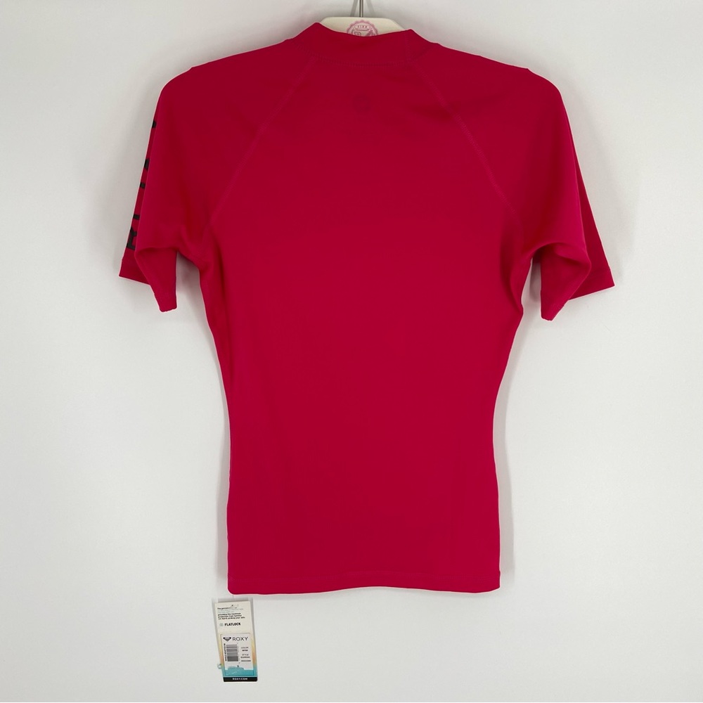 NWT Roxy Hot Pink Black UPF 50 Whole Hearted Short Sleeve Rashguard Size Small - Picture 6 of 11